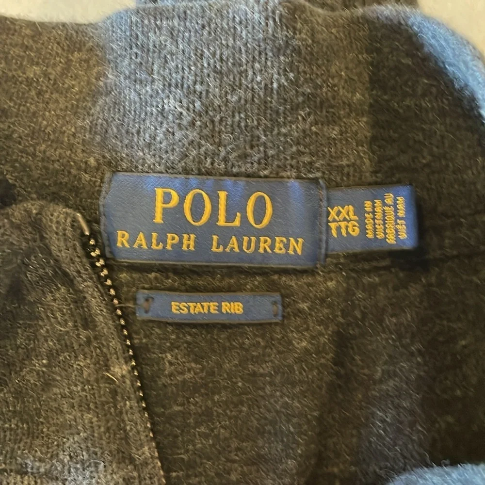 Polo Ralph Lauren Mens XXL Charcoal Gray Estate Rib 1/4 Zip Sweater
